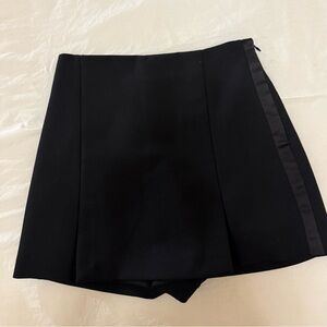 Black Mini Skort with Satin Trim